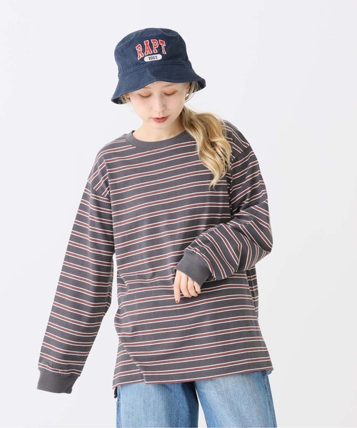 HEART MARKET（ハートマーケット）の「ワイドな長袖チュニック（Tシャツ/カットソー・レディース・ナチュラル/ブラック/グリーン系/ベージュ系/グレー系/オレンジ系/レッド系/ブラック系・LARGE/MEDIUM）」の7枚目の写真