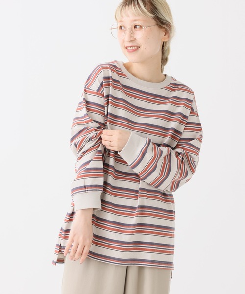 HEART MARKET（ハートマーケット）の「ワイドな長袖チュニック（Tシャツ/カットソー・レディース・ナチュラル/ブラック/グリーン系/ベージュ系/グレー系/オレンジ系/レッド系/ブラック系・LARGE/MEDIUM）」の8枚目の写真