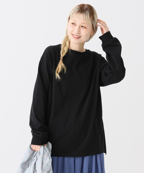 HEART MARKET（ハートマーケット）の「ワイドな長袖チュニック（Tシャツ/カットソー・レディース・ナチュラル/ブラック/グリーン系/ベージュ系/グレー系/オレンジ系/レッド系/ブラック系・LARGE/MEDIUM）」の11枚目の写真