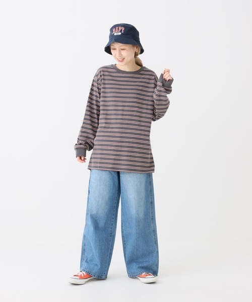 HEART MARKET（ハートマーケット）の「ワイドな長袖チュニック（Tシャツ/カットソー・レディース・ナチュラル/ブラック/グリーン系/ベージュ系/グレー系/オレンジ系/レッド系/ブラック系・LARGE/MEDIUM）」の12枚目の写真