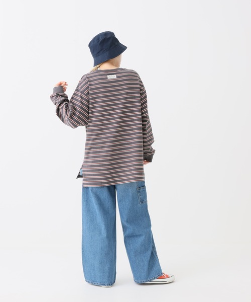 HEART MARKET（ハートマーケット）の「ワイドな長袖チュニック（Tシャツ/カットソー・レディース・ナチュラル/ブラック/グリーン系/ベージュ系/グレー系/オレンジ系/レッド系/ブラック系・LARGE/MEDIUM）」の14枚目の写真
