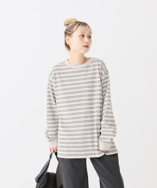 HEART MARKET（ハートマーケット）の「ワイドな長袖チュニック（Tシャツ/カットソー・レディース・ナチュラル/ブラック/グリーン系/ベージュ系/グレー系/オレンジ系/レッド系/ブラック系・LARGE/MEDIUM）」の19枚目の写真