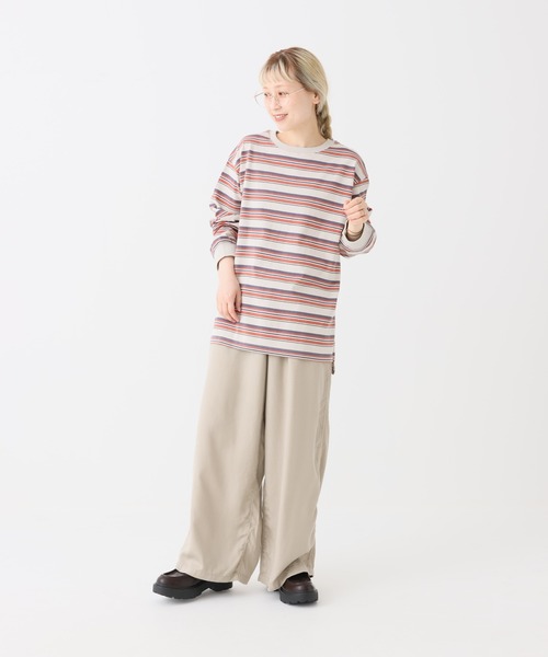 HEART MARKET（ハートマーケット）の「ワイドな長袖チュニック（Tシャツ/カットソー・レディース・ナチュラル/ブラック/グリーン系/ベージュ系/グレー系/オレンジ系/レッド系/ブラック系・LARGE/MEDIUM）」の20枚目の写真