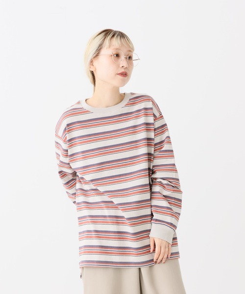 HEART MARKET（ハートマーケット）の「ワイドな長袖チュニック（Tシャツ/カットソー・レディース・ナチュラル/ブラック/グリーン系/ベージュ系/グレー系/オレンジ系/レッド系/ブラック系・LARGE/MEDIUM）」の21枚目の写真