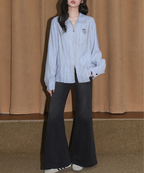 AsheKsha（アシクシャ）の「縦柄ダブルジップカラージャケット（シャツ/ブラウス・レディース・ブルー・M）」の20枚目の写真