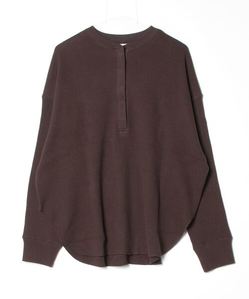 anuke(アンヌーク)の「Waffle Loose Henleytops 62620605(Tシャツ/カットソー・レディース・ブラウン/オフホワイト・FREE)」の1枚目の写真