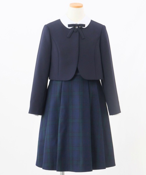 お受験 通学 制服 】ブラウス付きブラックウォッチジャンパースカート