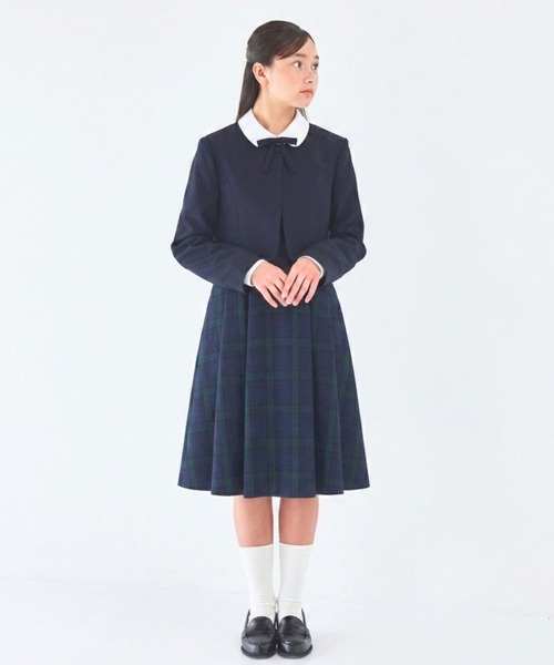 お受験 通学 制服 】ブラウス付きブラックウォッチジャンパースカート
