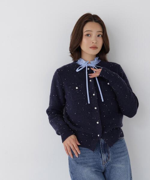 NATURAL BEAUTY BASIC(ナチュラルビューティーベーシック)の「フリルネックナローリボンブラウス(シャツ/ブラウス・レディース・ネイビー/ブルー/オフホワイト・FREE)」の22枚目の写真