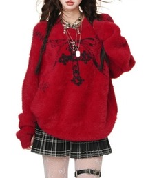 クロスモチーフ オーバーサイズ シャギーニット