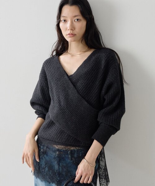 GALLARDAGALANTE(ガリャルダガランテ)の「【MAMIコラボ】カシュクール2WAYニット(ニット/セーター・レディース・オフホワイト/グレー/チャコールグレー・FREE)」の19枚目の写真