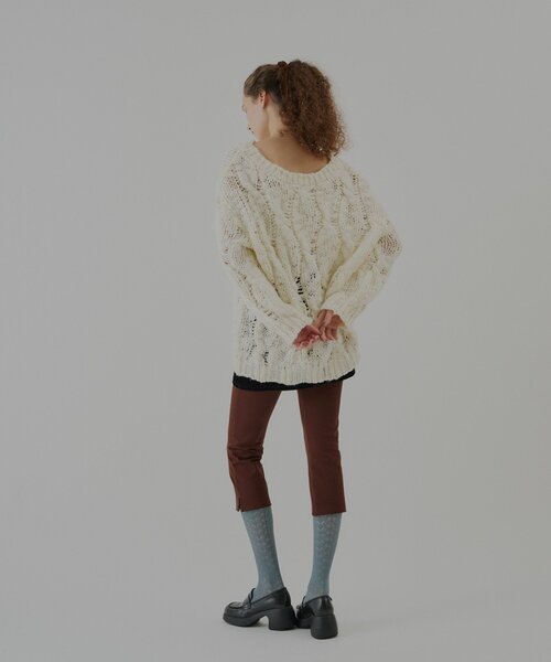 WHIMSIC(ウィムジック)の「【WHIMSIC】マルチウェイチャンキーセーター(ニット/セーター・レディース・ピンク/オフホワイト/モカ・FREE)」の7枚目の写真