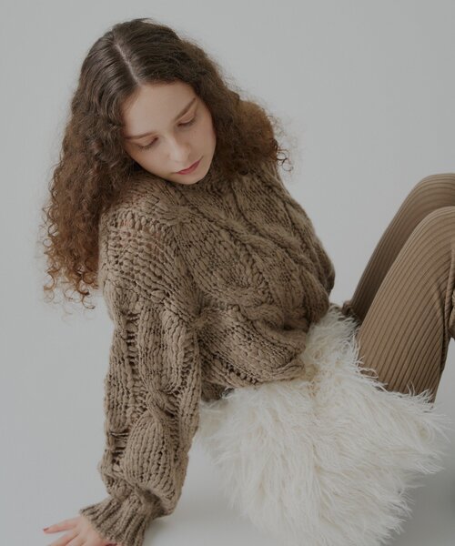 WHIMSIC(ウィムジック)の「【WHIMSIC】マルチウェイチャンキーセーター(ニット/セーター・レディース・ピンク/オフホワイト/モカ・FREE)」の14枚目の写真