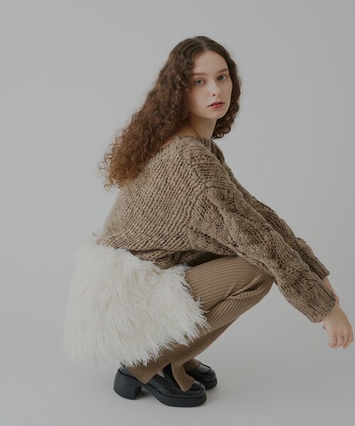 WHIMSIC(ウィムジック)の「【WHIMSIC】マルチウェイチャンキーセーター(ニット/セーター・レディース・ピンク/オフホワイト/モカ・FREE)」の15枚目の写真
