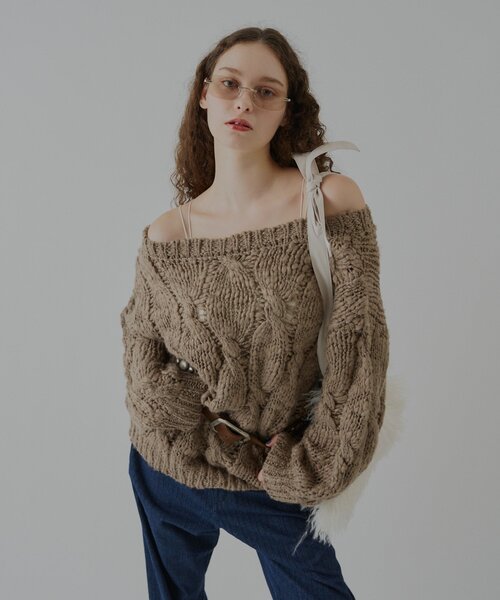 WHIMSIC(ウィムジック)の「【WHIMSIC】マルチウェイチャンキーセーター(ニット/セーター・レディース・ピンク/オフホワイト/モカ・FREE)」の20枚目の写真