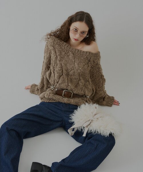 WHIMSIC(ウィムジック)の「【WHIMSIC】マルチウェイチャンキーセーター(ニット/セーター・レディース・ピンク/オフホワイト/モカ・FREE)」の21枚目の写真
