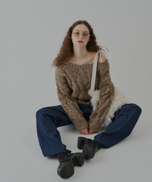 WHIMSIC(ウィムジック)の「【WHIMSIC】マルチウェイチャンキーセーター(ニット/セーター・レディース・ピンク/オフホワイト/モカ・FREE)」の22枚目の写真