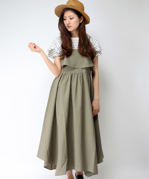 LBC(エルビーシー)の「マキシキャミワンピース (ワンピース・レディース・オリーブ/ダークグレー・MEDIUM/LARGE)」の1枚目の写真