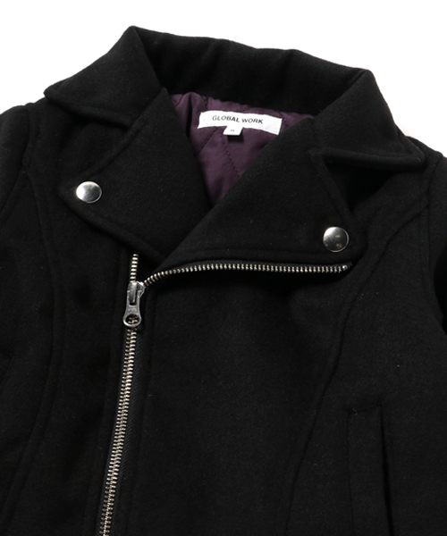 GLOBAL WORK（グローバルワーク）の「【キッズ】キモウナカワタライダースジャケット/734429（ライダースジャケット・キッズ・ブラック・X-LARGE/MEDIUM/SMALL/LARGE）」の3枚目の写真