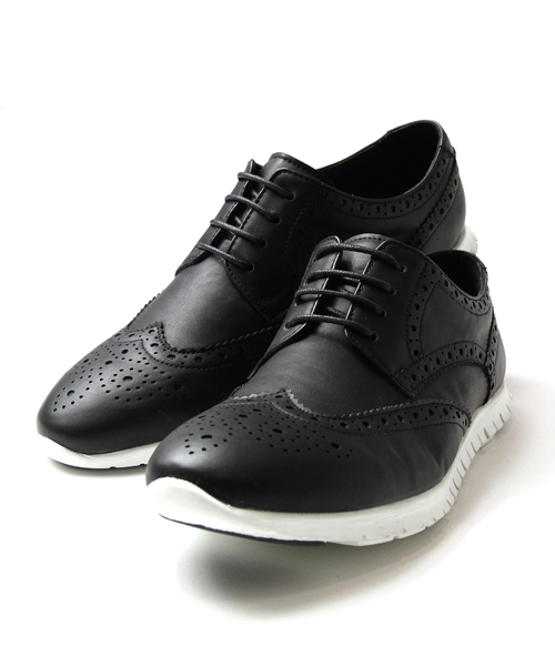 JACKROSE（ジャックローズ）の「ホワイトソールウィングチップシューズ（スニーカー・メンズ・ブラック/グレー/レッド/ブラック×ブラック/ベージュ・L/M）」の2枚目の写真