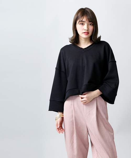 WEGO（ウィゴー）の「WEGO/2WAYベルト付カットオフプルオーバー（スウェット・レディース・ブラック/レッド/杢グレー・FREE）」の5枚目の写真