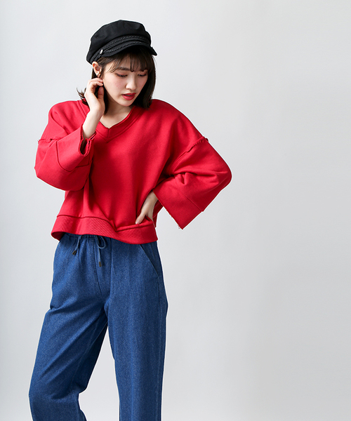 WEGO（ウィゴー）の「WEGO/2WAYベルト付カットオフプルオーバー（スウェット・レディース・ブラック/レッド/杢グレー・FREE）」の18枚目の写真