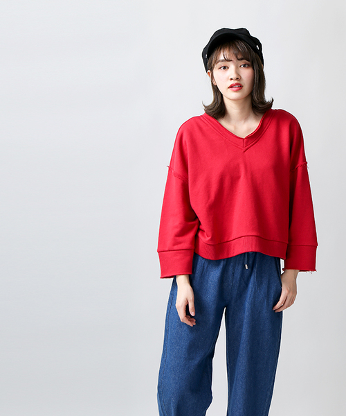 WEGO（ウィゴー）の「WEGO/2WAYベルト付カットオフプルオーバー（スウェット・レディース・ブラック/レッド/杢グレー・FREE）」の19枚目の写真