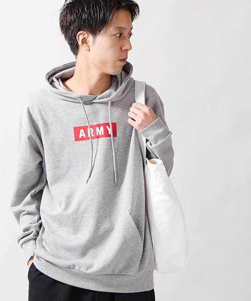 WEGO（ウィゴー）の「WEGO/ARMYボックスロゴパーカー（パーカー・メンズ・ブラック/ネイビー/ホワイト/杢グレー・SMALL/MEDIUM/LARGE）」の4枚目の写真