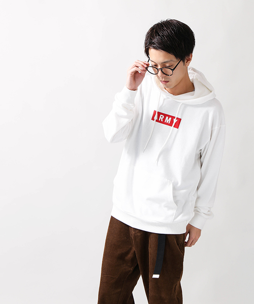 WEGO（ウィゴー）の「WEGO/ARMYボックスロゴパーカー（パーカー・メンズ・ブラック/ネイビー/ホワイト/杢グレー・SMALL/MEDIUM/LARGE）」の7枚目の写真