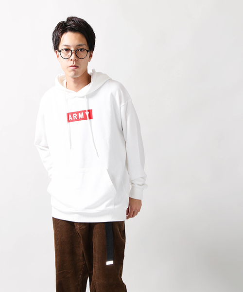 WEGO（ウィゴー）の「WEGO/ARMYボックスロゴパーカー（パーカー・メンズ・ブラック/ネイビー/ホワイト/杢グレー・SMALL/MEDIUM/LARGE）」の8枚目の写真