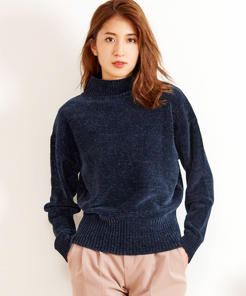 KOBE LETTUCE（コウベレタス）の「モールニットハイネックプルオーバー（ニット/セーター・レディース・ブラック/ベージュ/ネイビー/グレー/アイボリー/ボルドー・FREE）」の5枚目の写真