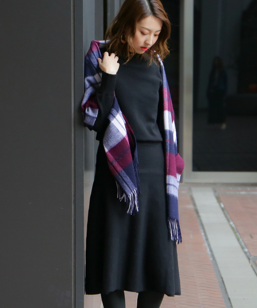 N.(N. Natural Beauty Basic)(エヌエヌナチュラルビューティーベーシック)の「ハイネックフレアワンピース(ワンピース・レディース・ブラック/ベージュ/グレー/ブルー・MEDIUM)」の2枚目の写真