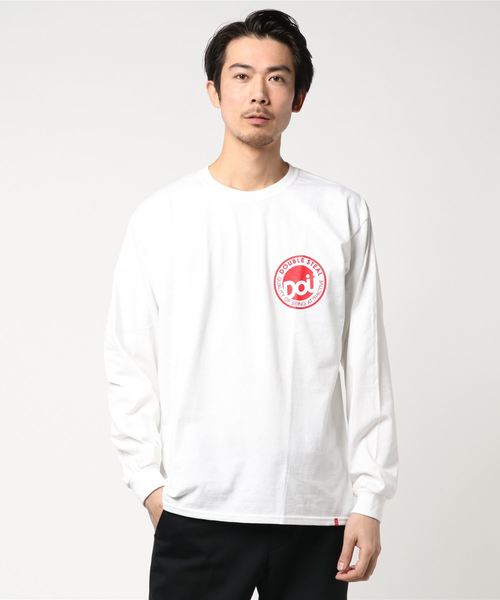 DOUBLE STEAL（ダブルスティール）の「Big Round DOU 長袖 Tシャツ（Tシャツ/カットソー・メンズ・ブラック/ホワイト×ブラック/ホワイト×レッド・LARGE/MEDIUM/X-LARGE）」の8枚目の写真