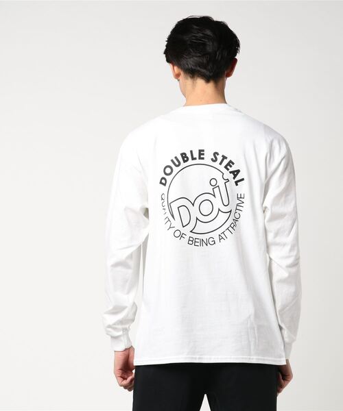 DOUBLE STEAL（ダブルスティール）の「Big Round DOU 長袖 Tシャツ（Tシャツ/カットソー・メンズ・ブラック/ホワイト×ブラック/ホワイト×レッド・LARGE/MEDIUM/X-LARGE）」の6枚目の写真
