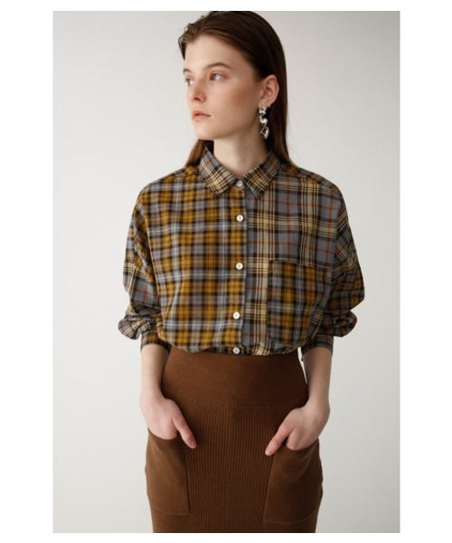 MOUSSY（マウジー）の「PATCHED BIG CHECK SHIRT（シャツ/ブラウス・レディース・レッド系その他/グレー系その他/ブラック系その他・FREE）」の3枚目の写真