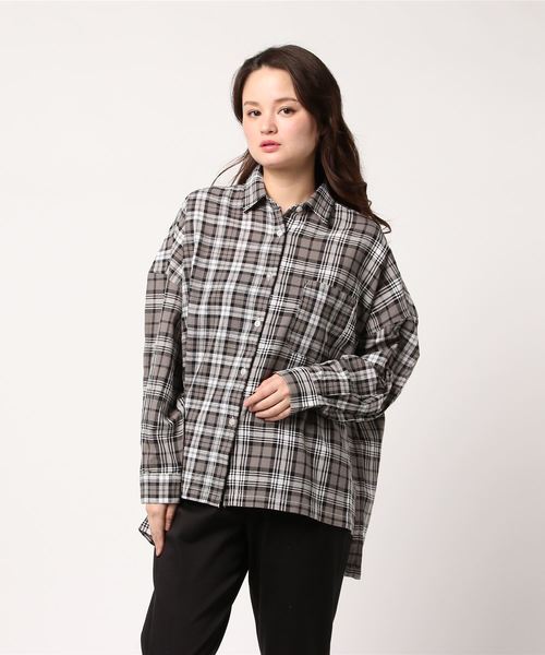 MOUSSY（マウジー）の「PATCHED BIG CHECK SHIRT（シャツ/ブラウス・レディース・レッド系その他/グレー系その他/ブラック系その他・FREE）」の4枚目の写真