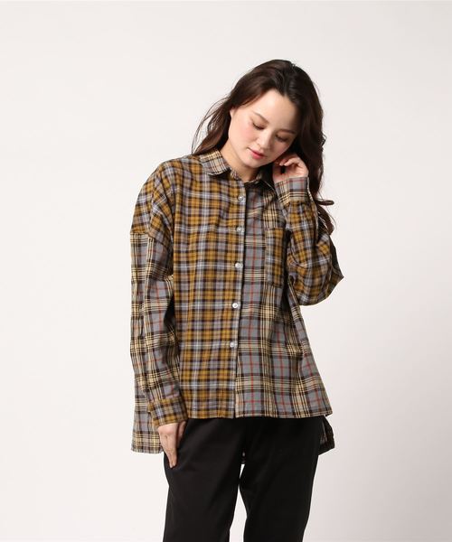 MOUSSY（マウジー）の「PATCHED BIG CHECK SHIRT（シャツ/ブラウス・レディース・レッド系その他/グレー系その他/ブラック系その他・FREE）」の7枚目の写真
