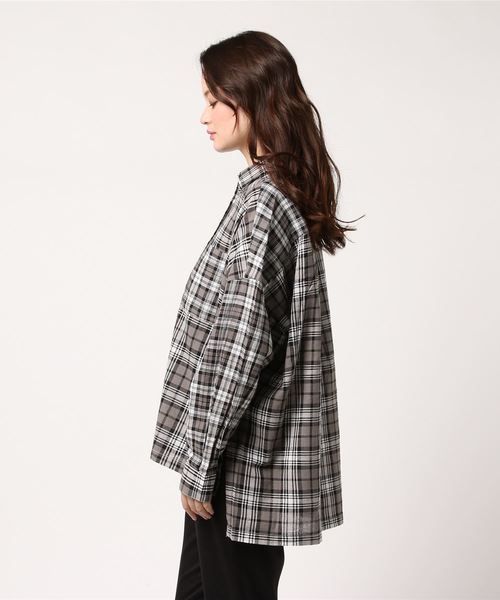 MOUSSY（マウジー）の「PATCHED BIG CHECK SHIRT（シャツ/ブラウス・レディース・レッド系その他/グレー系その他/ブラック系その他・FREE）」の5枚目の写真