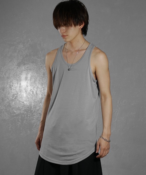 MinoriTY（マイノリティ）の「【MinoriTY】タンクトップ ロング丈 裾ラウンドタイプ  レイヤード Tシャツ重ね着用 ノースリーブ メンズ（タンクトップ・メンズ・ホワイト/ライトグレー/ブラック/ピンク/モカ/ブラック×ホワイト/ラベンダー・M/L）」の19枚目の写真