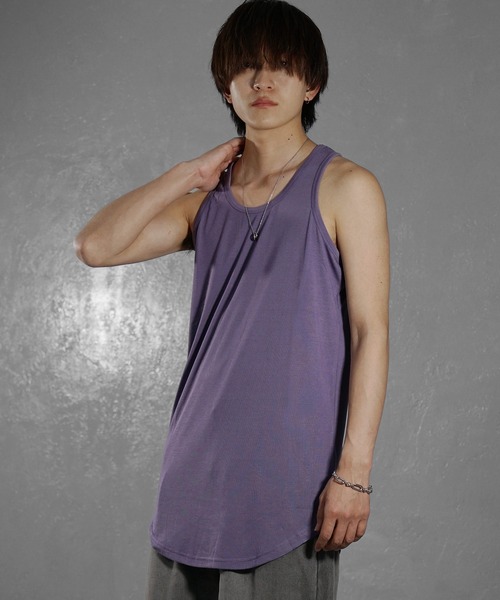 MinoriTY】タンクトップ ロング丈 裾ラウンドタイプ レイヤード T