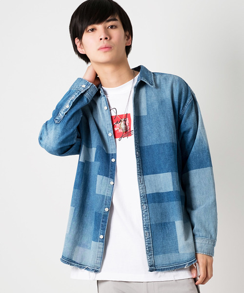 GOSTAR DE FUGA（ゴスタール ジフーガ）の「ドロップショルダーデニムシャツ（シャツ/ブラウス・メンズ・ブルー・L/M/XL）」の4枚目の写真