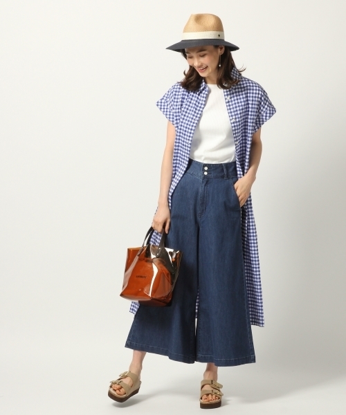 GLOBAL WORK(グローバルワーク)の「ロングシャツワンピースチェック/787731(ワンピース・レディース・その他/スカイブルー/パープル系その他2・FREE)」の8枚目の写真