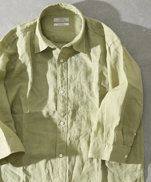 JOURNAL STANDARD relume(ジャーナルスタンダード レリューム)の「No.66リネン オーバーダイ 7分袖シャツ#(シャツ/ブラウス・メンズ・Olive /エメラルドブルー/ホワイト/Orange/ダークブルー/バイオレット・SMALL/LARGE/MEDIUM)」の5枚目の写真