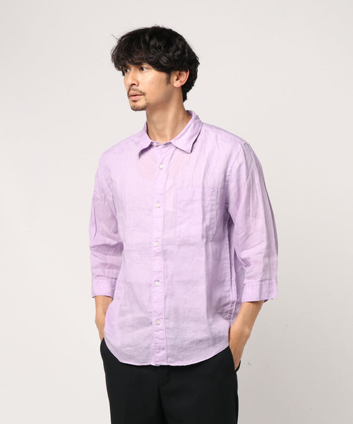 JOURNAL STANDARD relume(ジャーナルスタンダード レリューム)の「No.66リネン オーバーダイ 7分袖シャツ#(シャツ/ブラウス・メンズ・Olive /エメラルドブルー/ホワイト/Orange/ダークブルー/バイオレット・SMALL/LARGE/MEDIUM)」の12枚目の写真