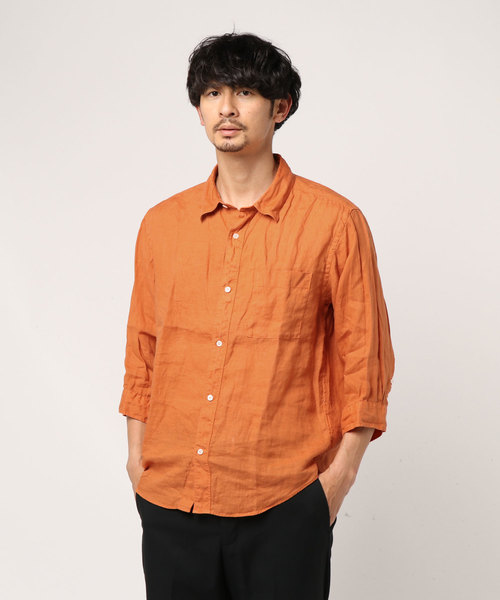 JOURNAL STANDARD relume(ジャーナルスタンダード レリューム)の「No.66リネン オーバーダイ 7分袖シャツ#(シャツ/ブラウス・メンズ・Olive /エメラルドブルー/ホワイト/Orange/ダークブルー/バイオレット・SMALL/LARGE/MEDIUM)」の14枚目の写真