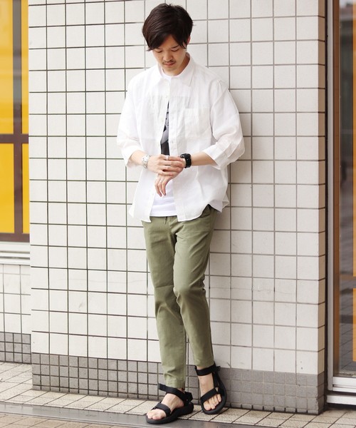 JOURNAL STANDARD relume(ジャーナルスタンダード レリューム)の「No.66リネン オーバーダイ 7分袖シャツ#(シャツ/ブラウス・メンズ・Olive /エメラルドブルー/ホワイト/Orange/ダークブルー/バイオレット・SMALL/LARGE/MEDIUM)」の16枚目の写真