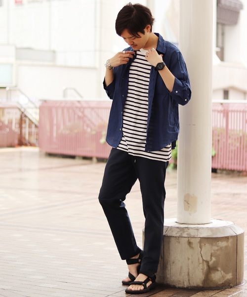 JOURNAL STANDARD relume(ジャーナルスタンダード レリューム)の「No.66リネン オーバーダイ 7分袖シャツ#(シャツ/ブラウス・メンズ・Olive /エメラルドブルー/ホワイト/Orange/ダークブルー/バイオレット・SMALL/LARGE/MEDIUM)」の18枚目の写真