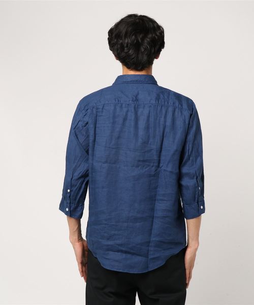 JOURNAL STANDARD relume(ジャーナルスタンダード レリューム)の「No.66リネン オーバーダイ 7分袖シャツ#(シャツ/ブラウス・メンズ・Olive /エメラルドブルー/ホワイト/Orange/ダークブルー/バイオレット・SMALL/LARGE/MEDIUM)」の8枚目の写真