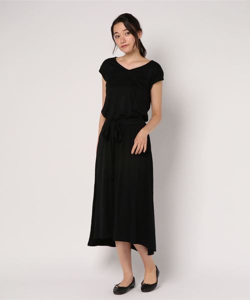 Pierrot（ピエロ）の「ウエストリボンイレヘムロングワンピース（ワンピース・レディース・ブラック/杢グレー/ライトグリーン/ネイビー/イエロー系その他/ベージュ系その他・L/M）」の7枚目の写真