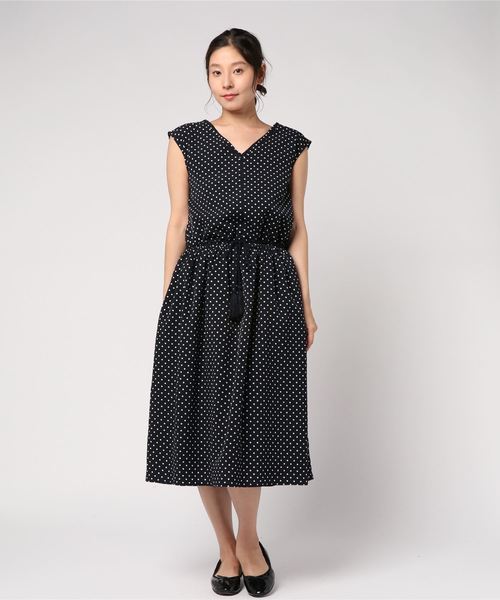 Burner（バーナー）の「【BURNER collection】ノースリドットプリントロングワンピース（ワンピース・レディース・オフホワイト/ネイビー/キャメル・M）」の11枚目の写真